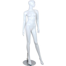 Female Mannequin - Hands to the Side, Left Leg Out - Gloss Finish, White