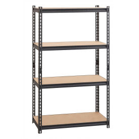 4 Shelf, Heavy Duty Boltless Shelving, Starter, 36"W x 18"D x 60"H, Wood Deck