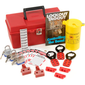 Portable Electrical Lockout Kit w/ 14" Case, Plastic, Red