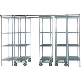 Space-Trac, 5 Unit, Chrome High Density Shelving, 36"W x 21"D x 88"H, 12' Length