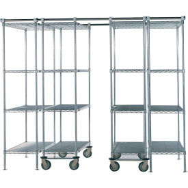 Space-Trac, 4 Unit, Chrome High Density Shelving, 36"W x 24"D x 88"H, 12' Length