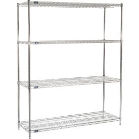 4 Shelf Chrome Wire Shelving Unit, Starter, 60"W x 21"D x 74"H