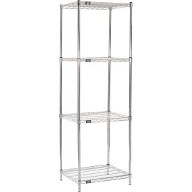 4 Shelf Chrome Wire Shelving Unit, Starter, 30"W x 21"D x 86"H