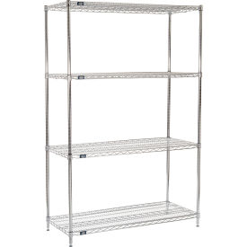 4 Shelf Chrome Wire Shelving Unit, Starter, 54"W x 21"D x 86"H