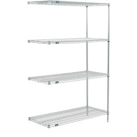 4 Shelf, Poly-Z-Brite® Wire Shelving Unit, Add On, 60"W x 14"D x 54"H