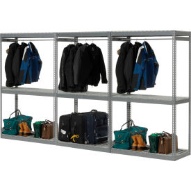 Boltless Luggage Garment Triple Rack - 144"W x 24"D x 84"H
