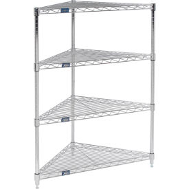 Chrome 4 Shelf Corner Wire Shelving Unit Starter 32"W x 24"D x 54"H