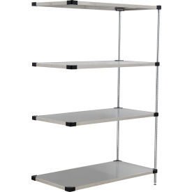 4 Shelf, Stainless Steel Solid Shelving Unit, Add On, 48"W x 18"D x 63"H