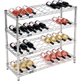 Wine Bottle Rack - 36 Bottle 36"W x 14"D x 34"H, Chrome