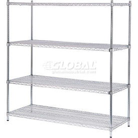 4 Shelf, Poly-Z-Brite® Quick Adjust Wire Shelving Unit, Starter, 48"W x 18"D x 74"H