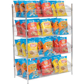 4 Shelf Chrome Basket Wire Shelving Unit, Starter, 36"W x 18"D x 63"H