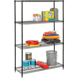 4 Shelf, Black Epoxy Wire Shelving-In-A-Box, 36"W x 24"D x 74"H
