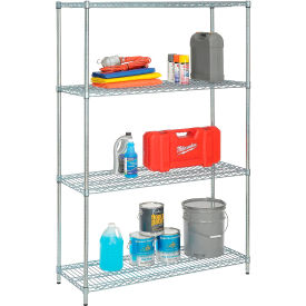 4 Shelf Zinc Chromate Wire Shelving-In-A-Box, 48"W x 24"D x 74"H
