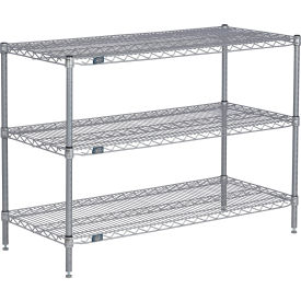 3 Shelf Silver Epoxy Wire Shelving Unit, Starter, 54"W x 14"D x 34"H
