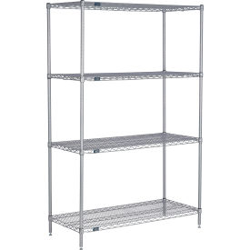 4 Shelf Silver Epoxy Wire Shelving Unit, Starter, 48"W x 36"D x 54"H