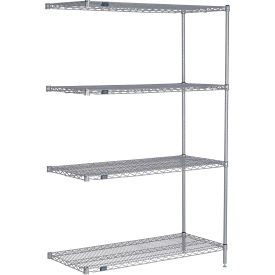 4 Shelf Silver Epoxy Wire Shelving Unit, Add On, 60"W x 36"D x 54"H