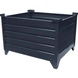 Stackable Steel Container, 30"L x 25-1/2"W x 29-1/2"H, 4000 lb. Capacity, Black