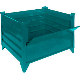 Stackable Steel Container, Drop Gate, 35"Lx31-1/2"Wx29-1/2"H, 4000 lb Cap, Green
