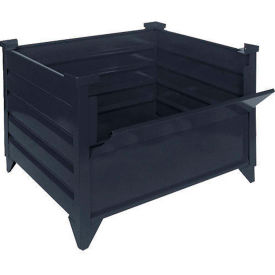 Stackable Steel Container, Drop Gate, 42"Lx36-1/2"Wx29-1/2"H, 4000 lb Cap, Black