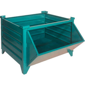 Stackable Steel Container, Hopper Front, 42"Lx36-1/2"Wx29-1/2"H, 4000 lb Cap, Green