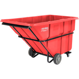 Extra Heavy Duty Plastic Tilt Truck, 1.5 Cu. Yd. Cap,2000 Lbs. Cap, Red