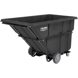Forkliftable Extra HD Plastic Tilt Truck, 1.5 Cu. Yd. Cap, 2000 Lbs. Cap,Blk
