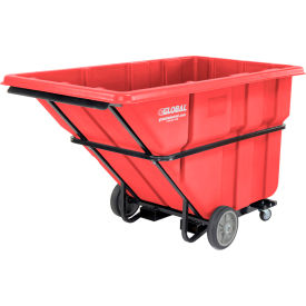 Forkliftable Extra HD Plastic Tilt Truck, 1.5 Cu. Yd. Cap, 2000 Lbs. Cap,Red