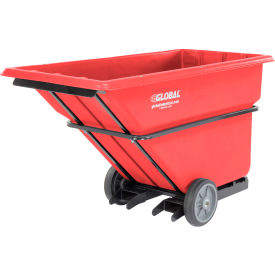 Forkliftable Extra HD Plastic Tilt Truck, 1 Cu. Yd. Cap, 2000 Lbs. Cap, Red