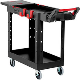 Heavy Duty Small Adaptable Utility Cart, 2 Shelf, 46-1/2"Lx17-3/4"W, Black