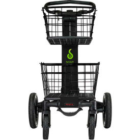 All-Purpose Folding Cart with Removable Baskets and Cargo Tray - Black