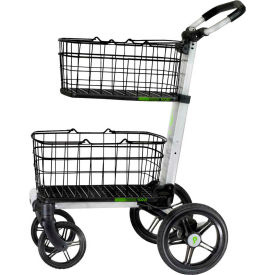 All-Purpose Folding Cart with Removable Baskets and Cargo Tray - Silver