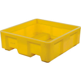 Forkliftable Plastic Skid Bulk Container, Sing Wall, 36"Lx20"Wx17-1/2"H, 500 lb. Cap, Yellow
