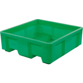 Forkliftable Plastic Skid Bulk Container, Sing Wall, 48"Lx48"Wx17-1/2"H, 1000 lb. Cap, Green