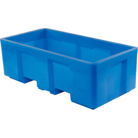 Forkliftable Plastic Skid Bulk Container, Single Wall, 62"L x 31"W x 21"H, 850 lb. Capacity, Blue