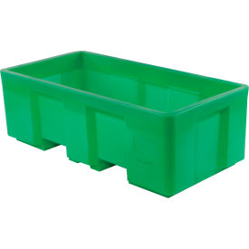 Forkliftable Plastic Skid Bulk Container, Sing Wall, 62"L x 31"W x 21"H, 850 lb. Cap, Green