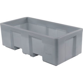 Forkliftable Plastic Skid Bulk Container, Sing Wall, 62"L x 31"W x 21"H, 850 lb. Cap, Gray