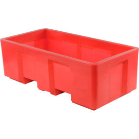 Forkliftable Plastic Skid Bulk Container, Single Wall, 62"L x 31"W x 21"H, 850 lb. Capacity, Red