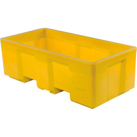 Forkliftable Plastic Skid Bulk Container, Single Wall, 62"L x 31"W x 21"H, 850 lb. Capacity, Yellow