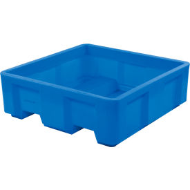 Forkliftable Plastic Skid Bulk Container, Single Wall, 48"L x 48"W x 26"H, 1000 lb. Cap, Blue