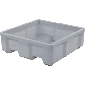 Forkliftable Plastic Skid Bulk Container, Single Wall, 48"L x 48"W x 26"H, 1000 lb. Cap, Gray