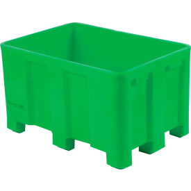 Forkliftable Plastic Skid Bulk Container, Double Wall, 38"L x 26"W x 22"H, 800 lb. Cap, Green