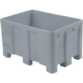 Forkliftable Plastic Skid Bulk Container, Double Wall, 38"L x 26"W x 22"H, 800 lb. Cap, Gray