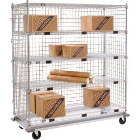 5 Shelf, 3-Sided Truck, Chrome, 48"W x 24"D x 69"H, Polyurethane Plate Casters, 4 Swivel