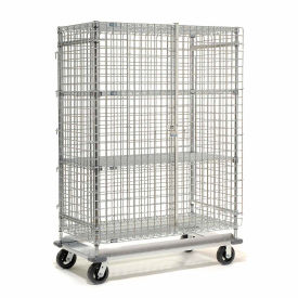 Dolly Base Security Truck, Chrome, 18"W x 48"L x 70"H, Rubber, 2 Swivel, 2 Rigid Casters