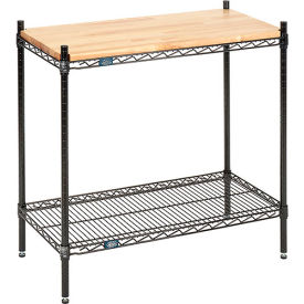 2 Shelf, Black Epoxy Wire Shelving Display Unit, Starter, 48"W x 14"D x 34"H