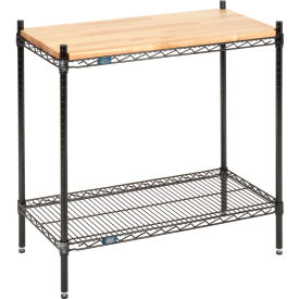 2 Shelf, Black Epoxy Wire Shelving Display Unit, Starter, 36"W x 18"D x 34"H