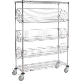 Adjustable Mobile Wire Bin Rack - 48"W x 18"D x 69"H