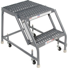 16"W 2 Step Steel Rolling Ladder 20"D Top Step