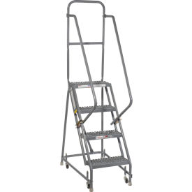 16"W 4 Step Steel Rolling Ladder 20"D Top Step
