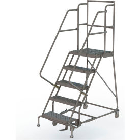 24"W 5 Step Steel Rolling Ladder 20"D Top Step